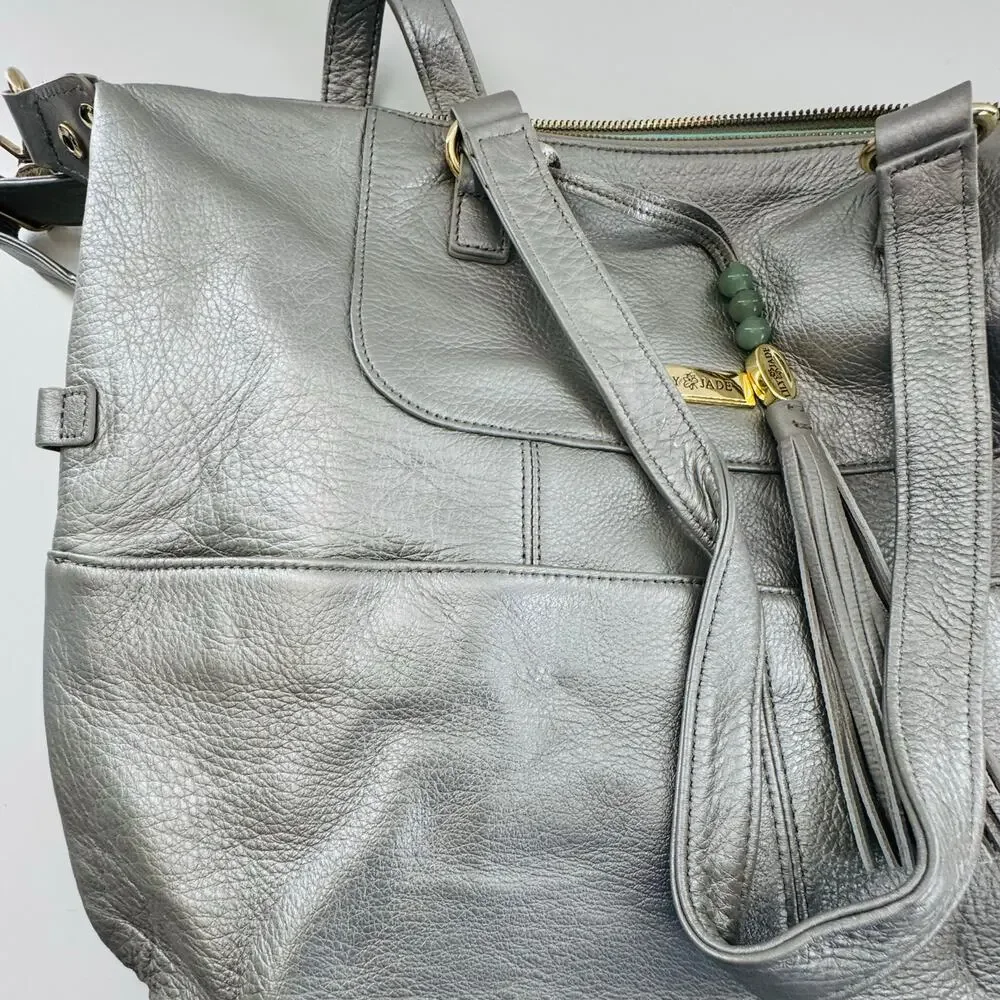 HTF Retired Leather Lily Jade Galena Shaylee Gold Purse/Backpack Diaper Bag